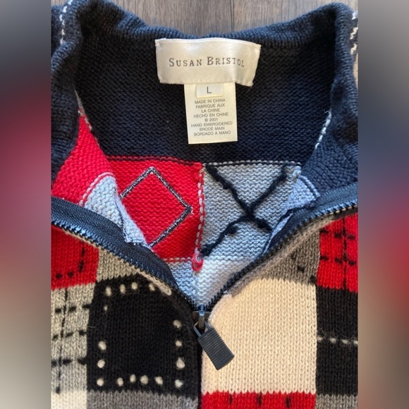 Vintage Susan Bristol Sweater Vest Large Patchwork Plaid Gingham Granny Cottage - Picture 5 of 8